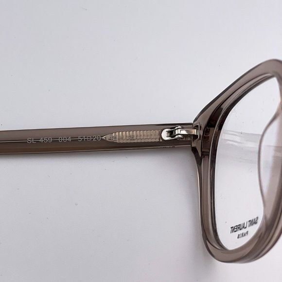 Saint Laurent SL459 004 Eyeglasses Transparent Light Brown Rounded Oval Men - Picture 7 of 10